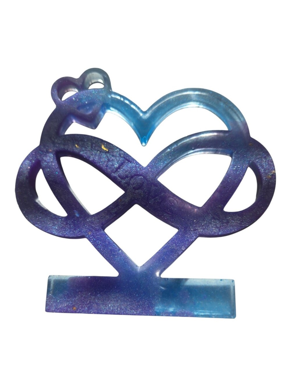 Resin Love Sign – Infinity Heart Sculpture, Glitter Ombre